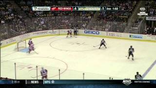 Pavel Datsyuk Datszookian backhand 4-1 Pittsburgh Penguins vs Detroit Red Wings Sept 16 2013 NHL