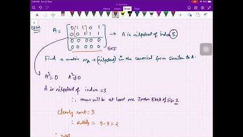 Lecture 119 Linear Algebra Matrix Representation of Nilpotent Operator Questions