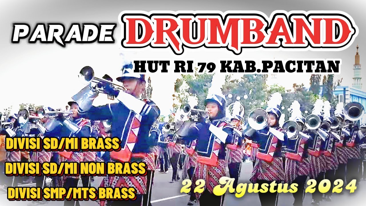 💕 Parade Drumband HUT RI ke 79 tahun 2024 Kab. Pacitan.Lomba Parade Drumband Pelajar SD/MI,SMP/MTSn