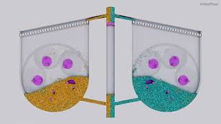 Particle Fluid. Elevator. Simulation 36