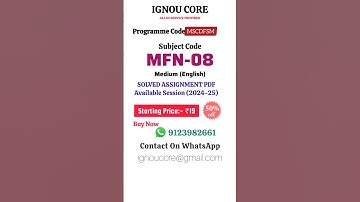 MFN 08 Solved Assignment PDF 2024-25 in English, MSCDFSM program MFN-08 Solved assignments