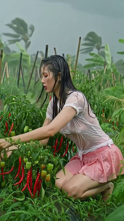 Harvest Heavy rain and thunderstorm in peaceful village #rainsounds #rain #rainyday