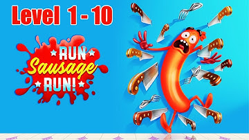 Run Sausage Run Level 1-10 Gameplay | Challenging Obstacles and Hilarious Escapes