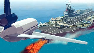 Emergency Landings In The Aircraft Carrier - Airplane Crashes & Landings! Besiege plane crash