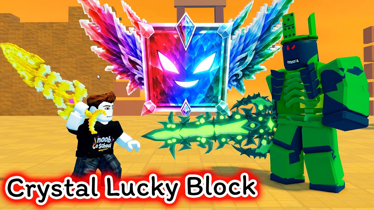 สู้บอสสุดโหดเพื่อ Crystal Lucky Block ที่หายาก Roblox Lucky Block Rush