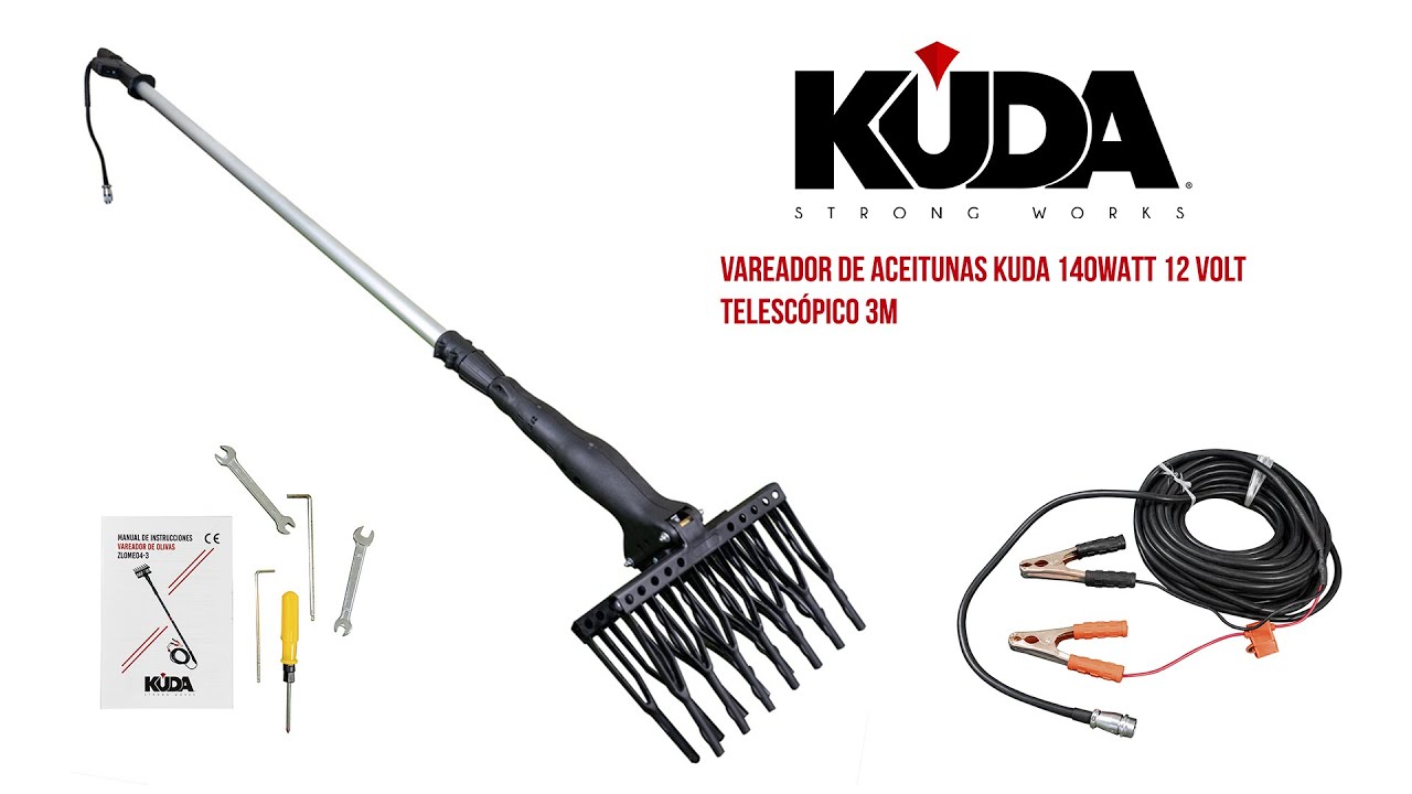 Vareador de aceitunas Eléctrico 140W. Telescópico 3m. KUDA