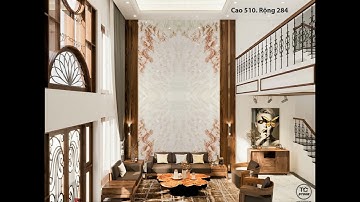 Tranh đá tự nhiên xuyên sáng onyx đối xứng thông tầng ốp tường phòng khách - TGSTONE