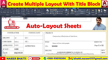 Create Multiple Layouts with title blocks | Auto Layout Sheets | Creating Multiple Layouts | Layouts