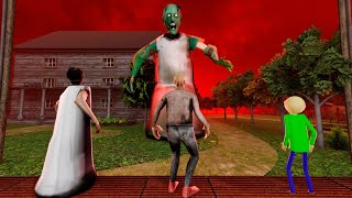 Giant Granny Zombie vs Baldi vs Grandpa vs Granny Funny Real Life Animation