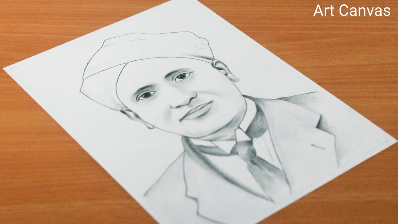 How to draw C V Raman face  Indian physicist C V Raman face Drawing   YouTube