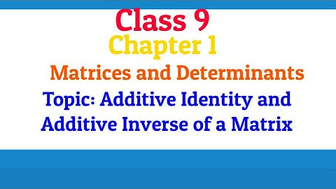 Class 9 | Chapter 1 | Topic: Additive Identity and Additive Inverse of a Matrix | Full Explained
