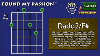 Awesome Sounding Guitar Chord: Dadd2/F [2 X 0 2 3 0]