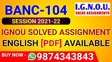BANC 104 Solved Assignment 2021-22 in English, BANC-104 Solved Assignment 2022, BANC 104 Assignment
