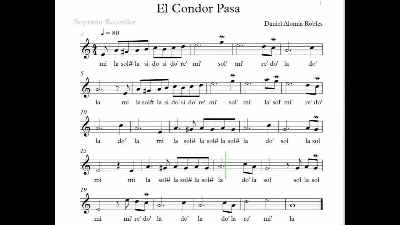 EL CÓNDOR PASA Flauta dulce YouTube