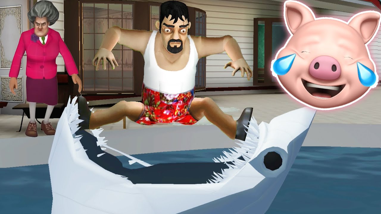 JAWS IN THE POOL!! | Scary Teacher 3D Gameplay Walkthrough - YouTube