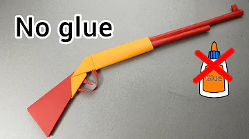 PAPER RIFLE MAKING (No Glue / No Tape) - Origami paper gun without glue