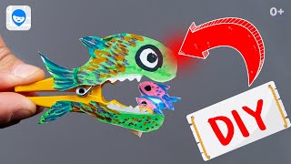 DIY 🐟 рыба поделка из бумаги ✂️ Идеи поделки из прищепок – хищная рыбка своими руками.