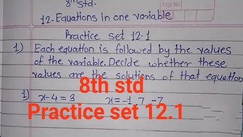 8th std practice set 12.1 equations in one variable maths maharashtra state board