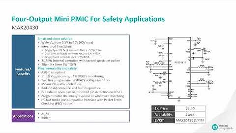 Introduction to the MAX20430 Four-Output Mini PMIC For Safety Applications
