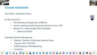 CPSC 416 W23T1 Distributed Systems (Intro Class)