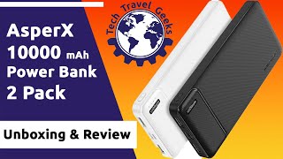 AsperX 10000mAh Power Bank 2-pack from Amazon - Unboxing \& Review #AsperX #PowerBank #travel