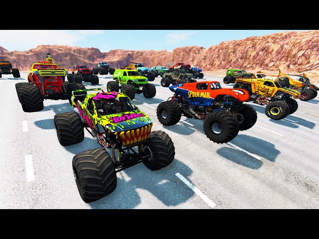 Monster Jam Racing Crashes Obstacle Course - BeamNG.drive class=