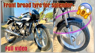 💥Front broad tyre for splendor +😱✅#bikelover #modified #bikelife #harleydavidson #stunt #splendor