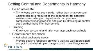 Managing Subawards- Creating Harmony for Departments and Central: Part II of II