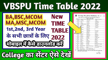 Vbspu Ba,Bsc,B.com Time Table 2022 | Ma,Msc,M.com Time Table 2022 | Vbspu Time Table 2022 | vbspu
