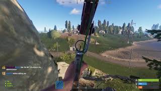 Rust long distance compound bow headshot