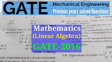 GATE Mechanical previous year solved Paper| Linear Algebra-Mathematics| GATE-2016| #achievegate