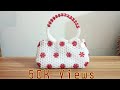 How to make beaded 32 Flower Hand  Bag | 32 Flower beads bag | part 1