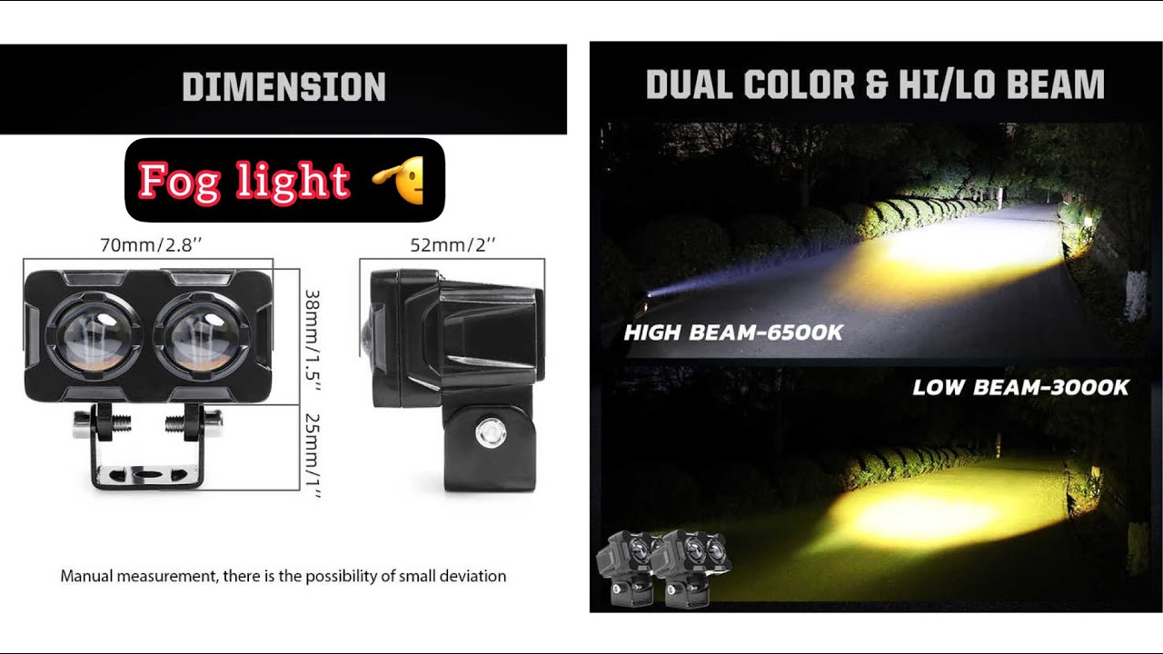 BEST FOG LIGHT DUAL COLOR & HI/LO BEAM BIKE CAR ALL BIKES