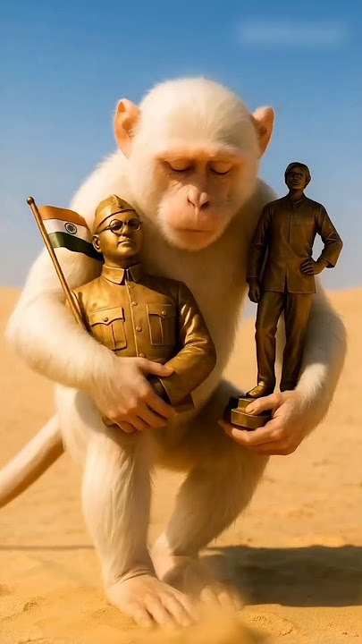 🇮🇳 Independence Day || A Thirsty Monkey Finds Netaji And Khudiram Idol In The Desert  #ai #shorts