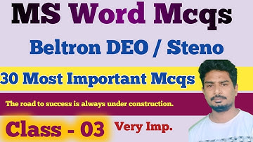 MS Word Class-3 || Most Important MS Word Mcqs For All Competetive Exams #beltron #computermcq