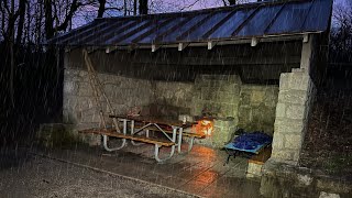 Relaxing RAIN camping in a stone house | RETURN to the Picnic Structure