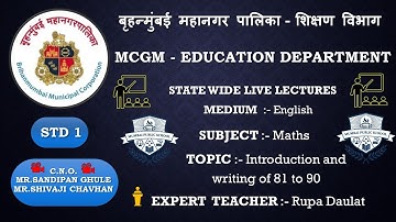 Introduction and writing of 81 to 90 By Mrs. Rupa Daulat Maths Std First