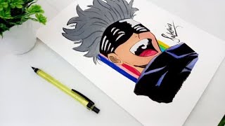 Drawing of Gojo with brush pens | Gojo saturo #viralvideos