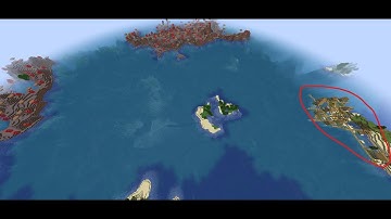 Minecraft 1.17 seed: Spawn near island village, 2 mushrooms islands, monument and mansion nearby