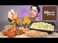 EATING Fettuccine Alfredo + Fried Mac & Cheese Balls + Tex Mex Eggrolls | CHEESECAKE FACTORY Mukbang