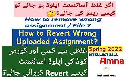 How to revert Wrong Uploaded Assignment | How to remove wrong Assignment | Intellectual Amna