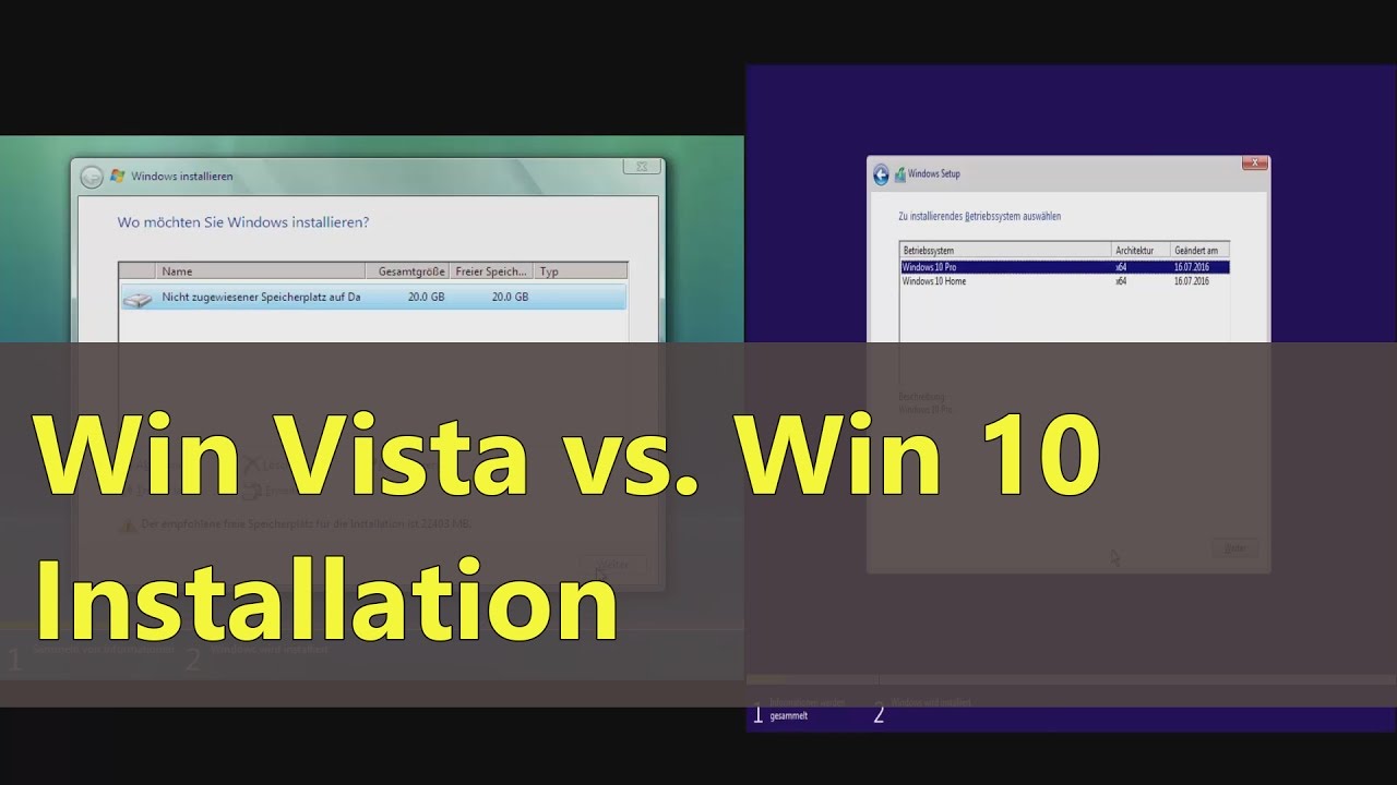 Windows Vista Vs Windows 10 Installation Youtube