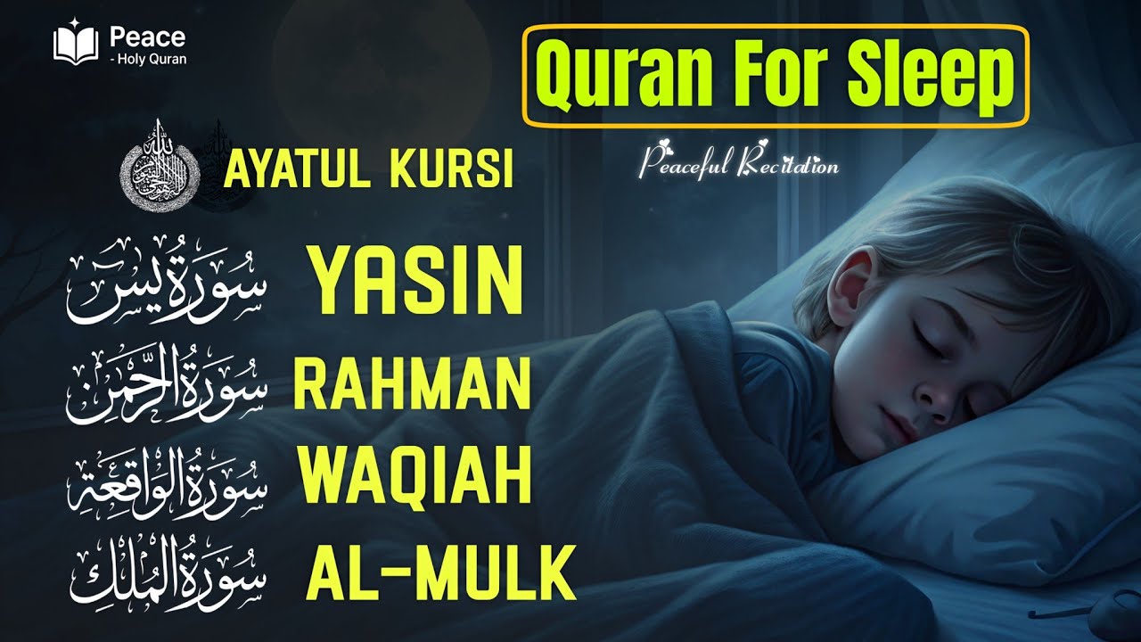 Peaceful Quran Recitation Before Sleep | Al-Fatiha, Ayatul Kursi, Surah Rahman, Yasin & Al-Mulk