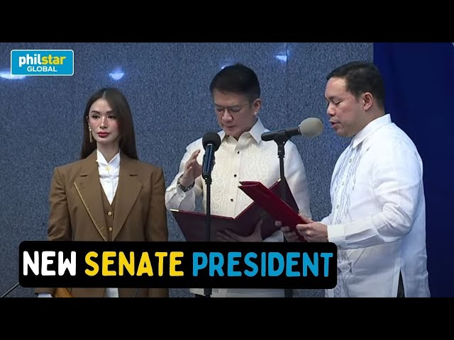 Sen. Chiz Escudero takes oath as new Senate President, replaces Sen. Juan Miguel Zubiri class=