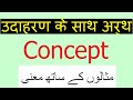 Concept meaning in Hindi | Meaning of concept with example sentences translation in Urdu Hindi