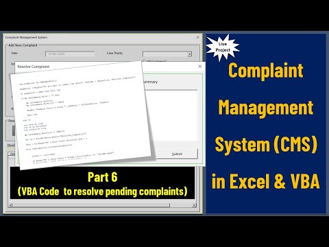 Complaint Management System in Excel and VBA   Part 6 VBA code to Resolve the complaints