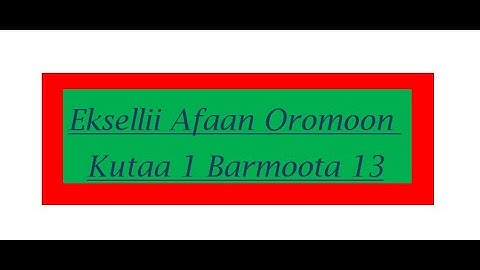 Eksellii Afaan Oromoon Kutaa 1 Barnoota 13 Qabiyyee Chartii fi Faksuuraa addaa addaan Dhiheessuu