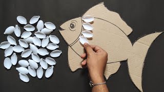 Unique Fish Wall Hanging Craft Idea | Best Out Of Waste Cardboard and Spoons | Home Decoration