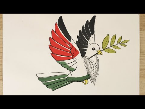 كيف أرسم رسم عن فلسطين رسم حمامة رسم سهل