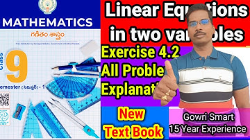 9th Class Maths(2024-25) New Syllabus|| Chapter-4|| Linear Equations in Two Variable || Exercise 4.2